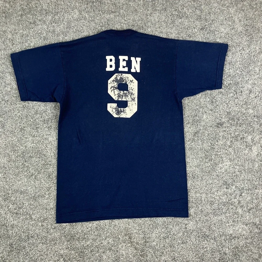 Russell T-Shirt Youth Size L Navy Braves Graphic Henley MLB Baseball Jersey‎